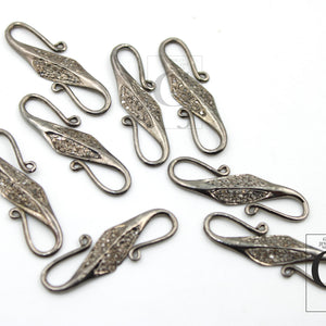Antique Look Rosecut Pave Diamond Design S Lock 925 Sterling Silver Handmade Finish Diamond Necklace Clasp