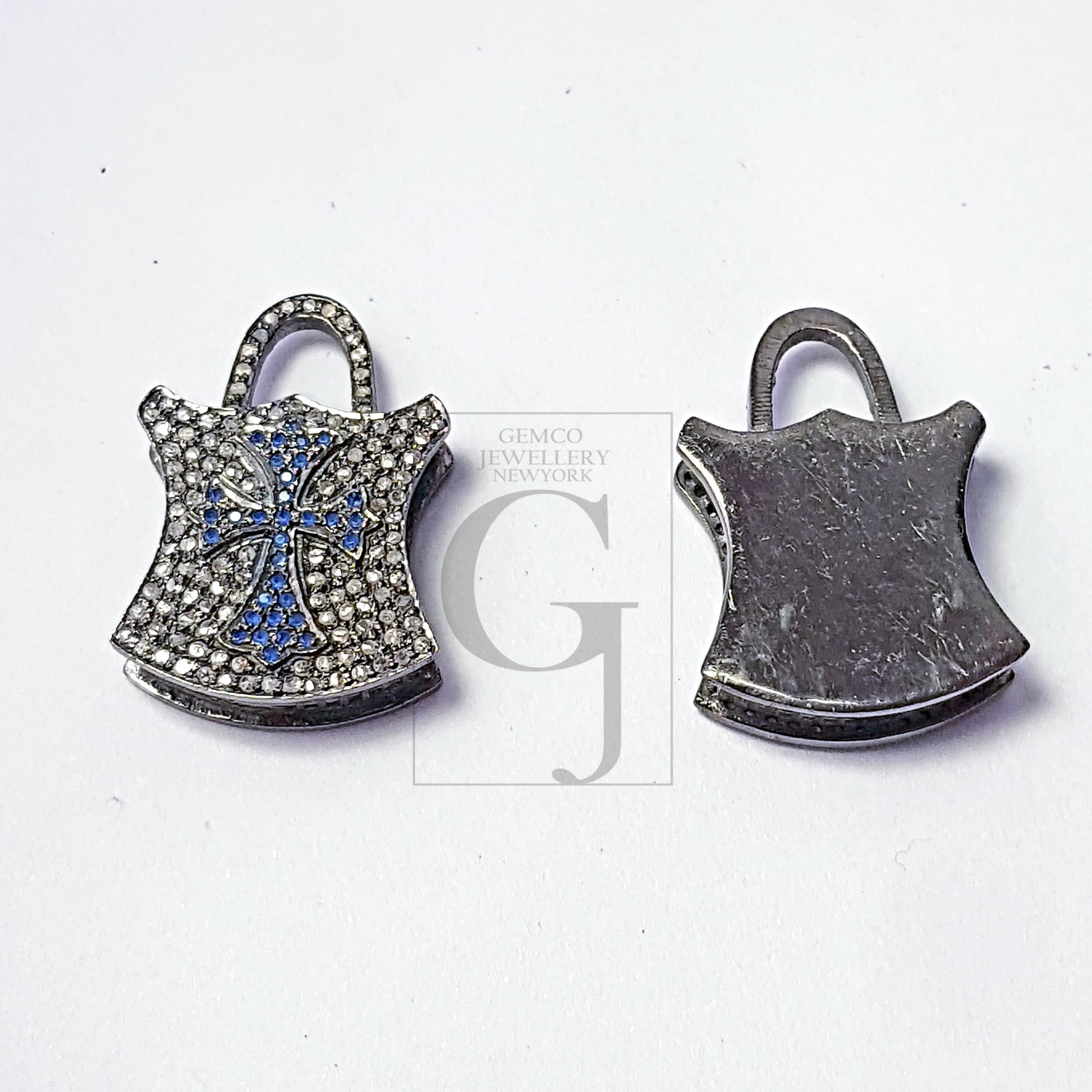 Pave diamond rosecut pendant 925 sterling silver pendant handmade diamond pendant beautiful latest design pad lock diamond pendant charm