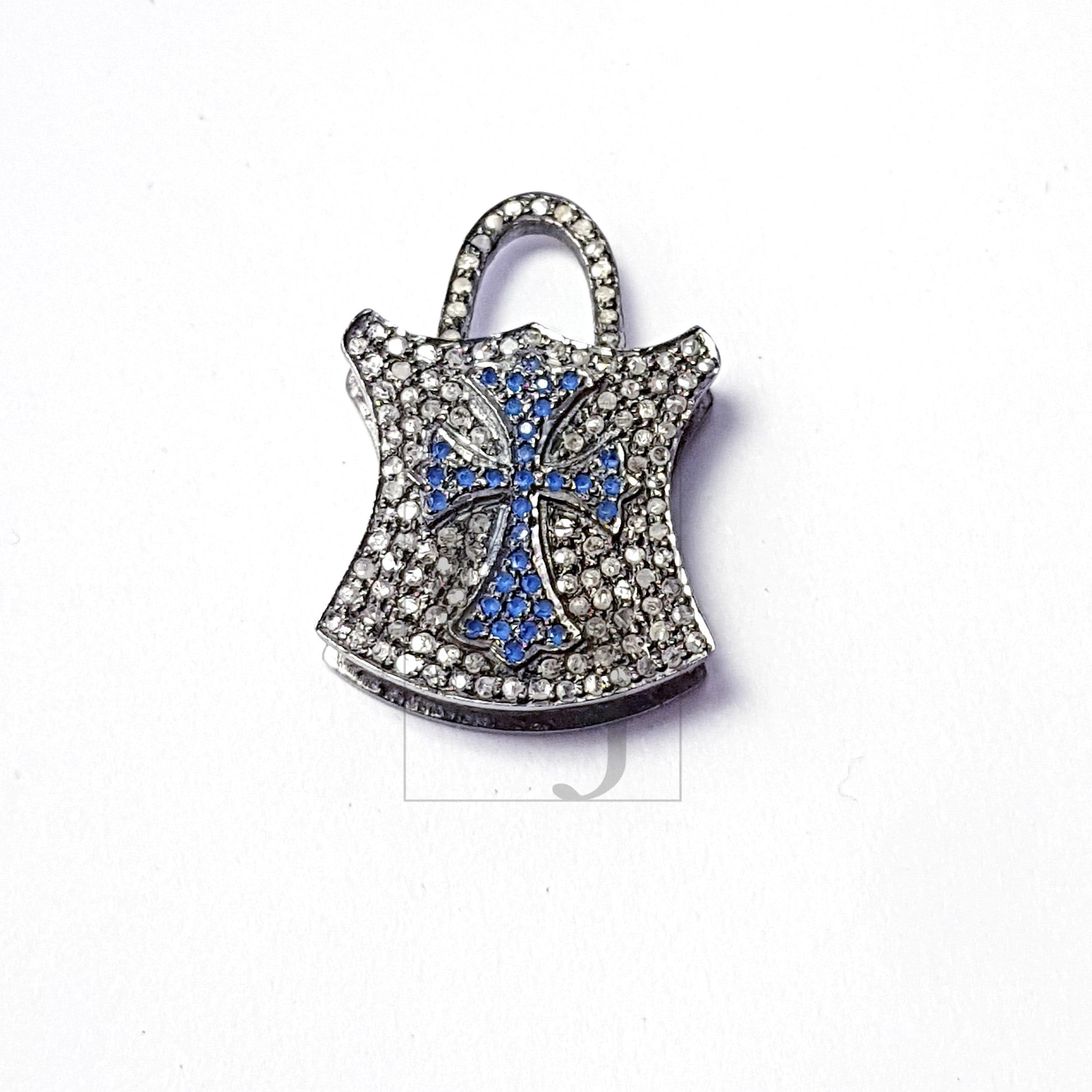 Pave diamond rosecut pendant 925 sterling silver pendant handmade diamond pendant beautiful latest design pad lock diamond pendant charm