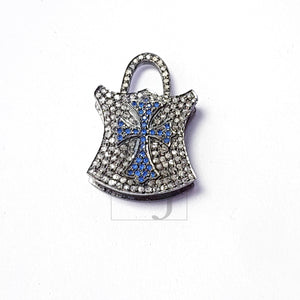 Pave diamond rosecut pendant 925 sterling silver pendant handmade diamond pendant beautiful latest design pad lock diamond pendant charm