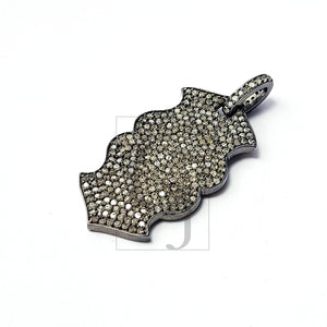 Antique Look Designer Rosecut Pave Diamond Pendant 925 Sterling Silver Handmade Victorian Look Oxidised  Dog Tag Diamond Pendant Jewelry