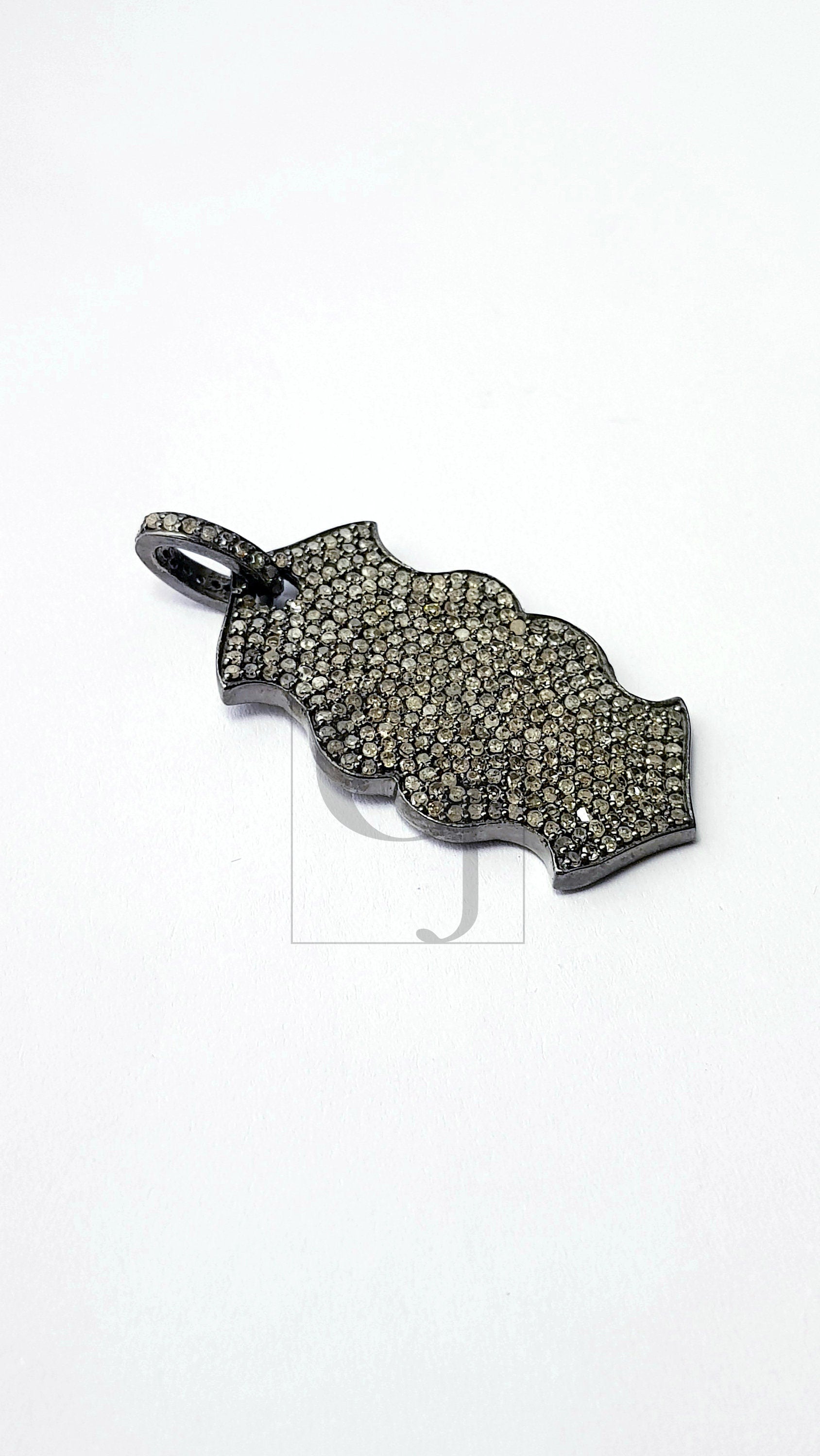 Antique Look Designer Rosecut Pave Diamond Pendant 925 Sterling Silver Handmade Victorian Look Oxidised  Dog Tag Diamond Pendant Jewelry