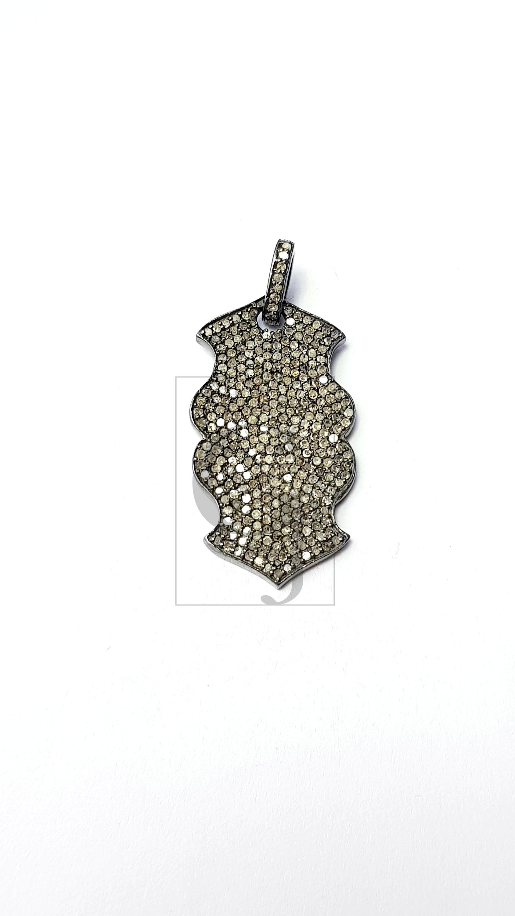 Antique Look Designer Rosecut Pave Diamond Pendant 925 Sterling Silver Handmade Victorian Look Oxidised  Dog Tag Diamond Pendant Jewelry