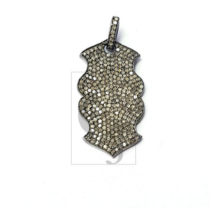 Antique Look Designer Rosecut Pave Diamond Pendant 925 Sterling Silver Handmade Victorian Look Oxidised  Dog Tag Diamond Pendant Jewelry