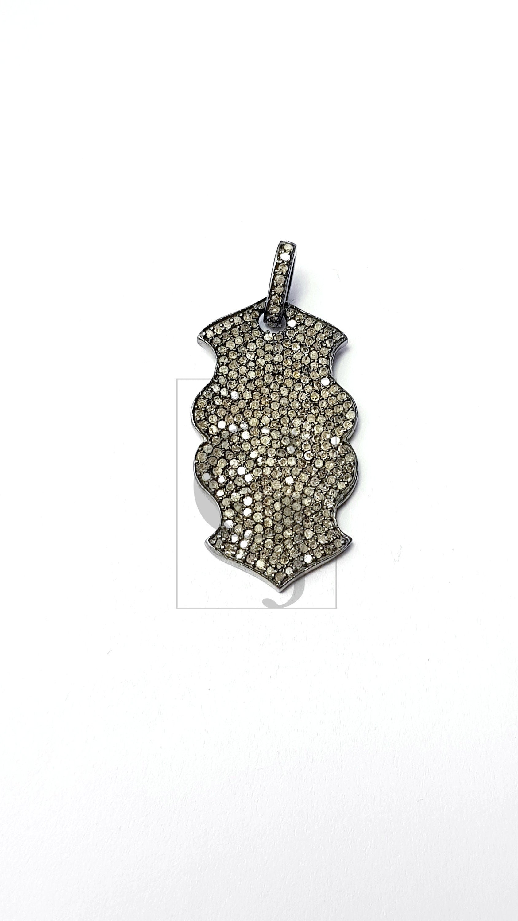 Antique Look Designer Rosecut Pave Diamond Pendant 925 Sterling Silver Handmade Victorian Look Oxidised  Dog Tag Diamond Pendant Jewelry
