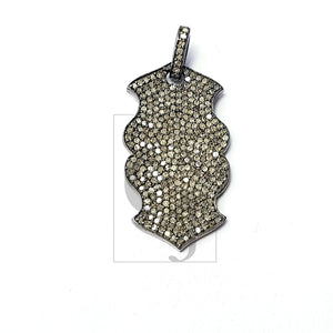 Antique Look Designer Rosecut Pave Diamond Pendant 925 Sterling Silver Handmade Victorian Look Oxidised  Dog Tag Diamond Pendant Jewelry