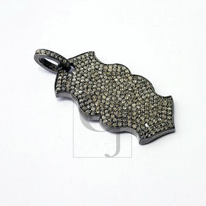 Antique Look Designer Rosecut Pave Diamond Pendant 925 Sterling Silver Handmade Victorian Look Oxidised  Dog Tag Diamond Pendant Jewelry