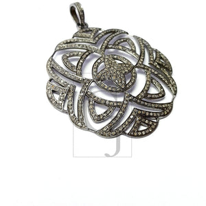 Beautiful Circle Rosecut Pave Diamond Pendant 925 Sterling Silver Handmade Latest Designer Finish Diamond Pendant Jewelry