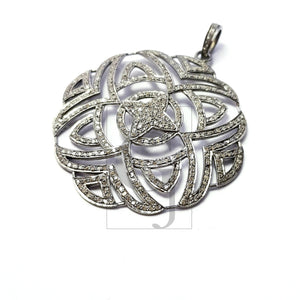 Beautiful Circle Rosecut Pave Diamond Pendant 925 Sterling Silver Handmade Latest Designer Finish Diamond Pendant Jewelry