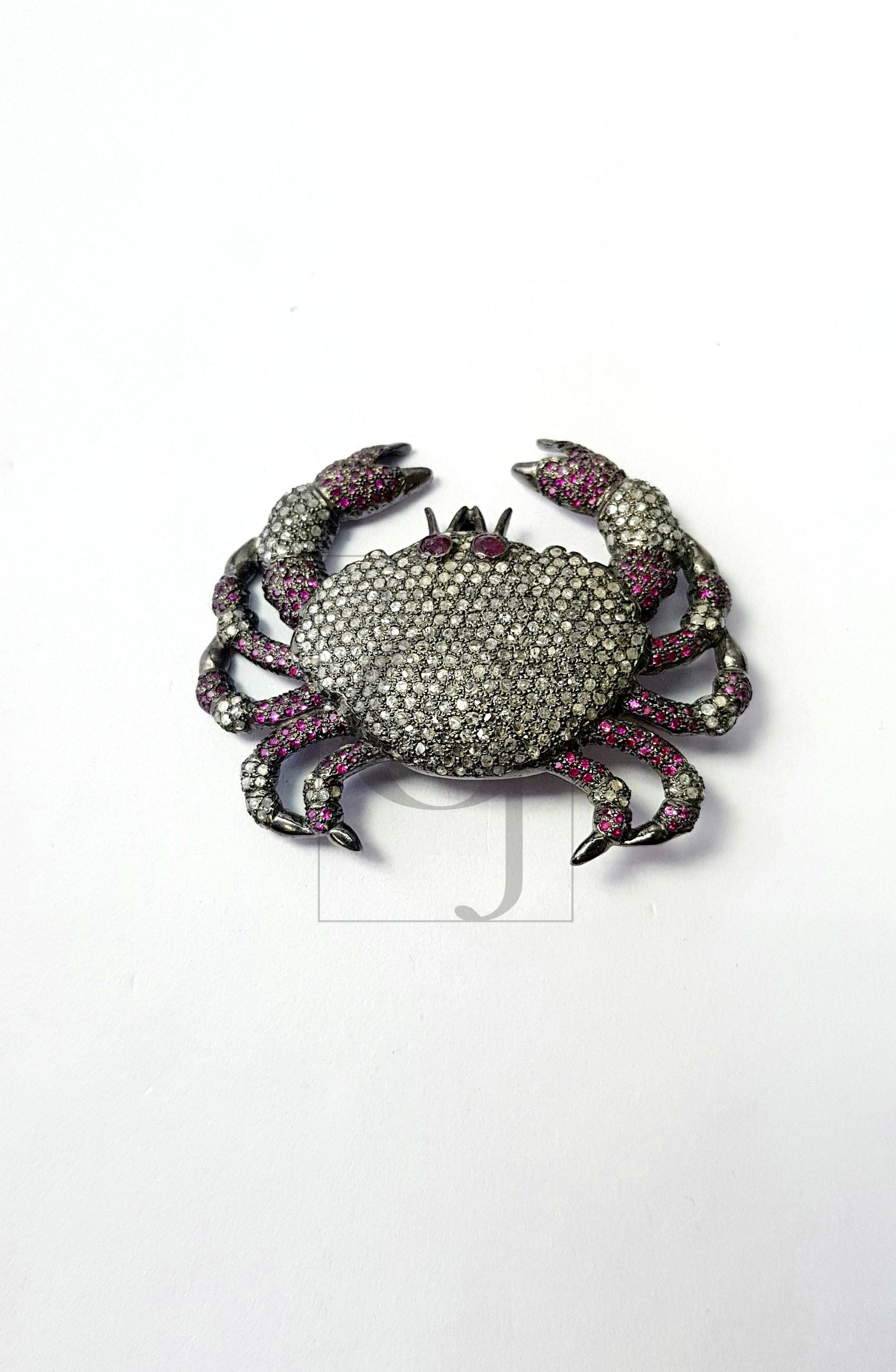 Beautiful One Of Kind Crab Designer Rosecut Pave Diamond Pendant 925 Sterling Silver Handmade Finish Diamond Jewelry Pendant