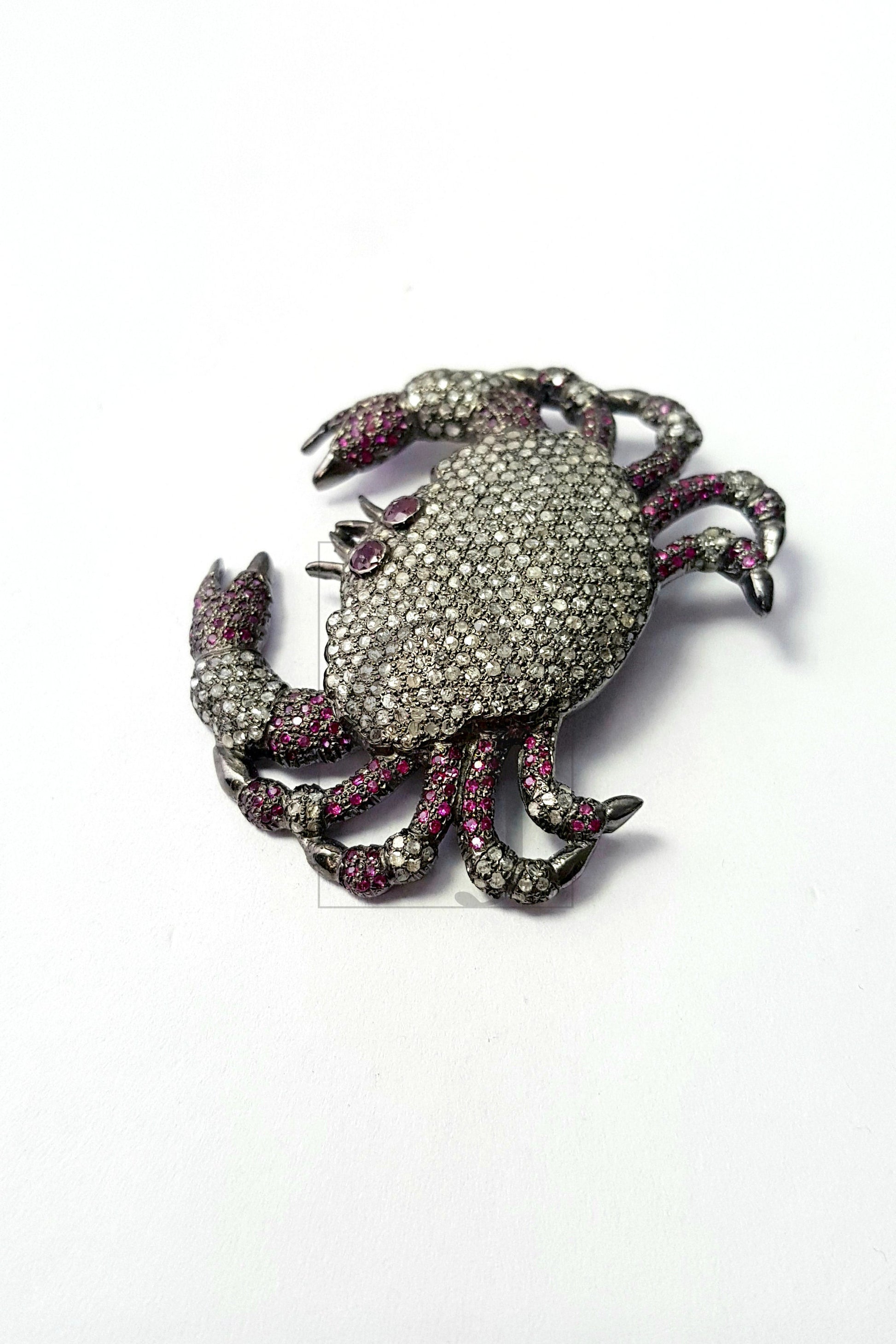 Beautiful One Of Kind Crab Designer Rosecut Pave Diamond Pendant 925 Sterling Silver Handmade Finish Diamond Jewelry Pendant