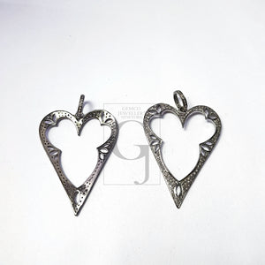 Beautiful Heart Cut Design Pave Diamond Rosecut Pendant 925 Sterling Silver Pendant Handmade Diamond Pendant
