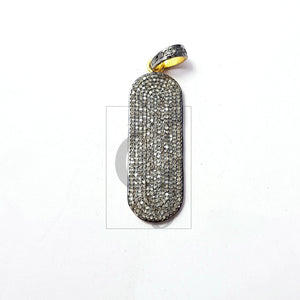 Beautiful Rosecut Pave Diamond Pendant 925 Sterling Silver Handmade Finish Diamond Pendant / Connector Jewelry