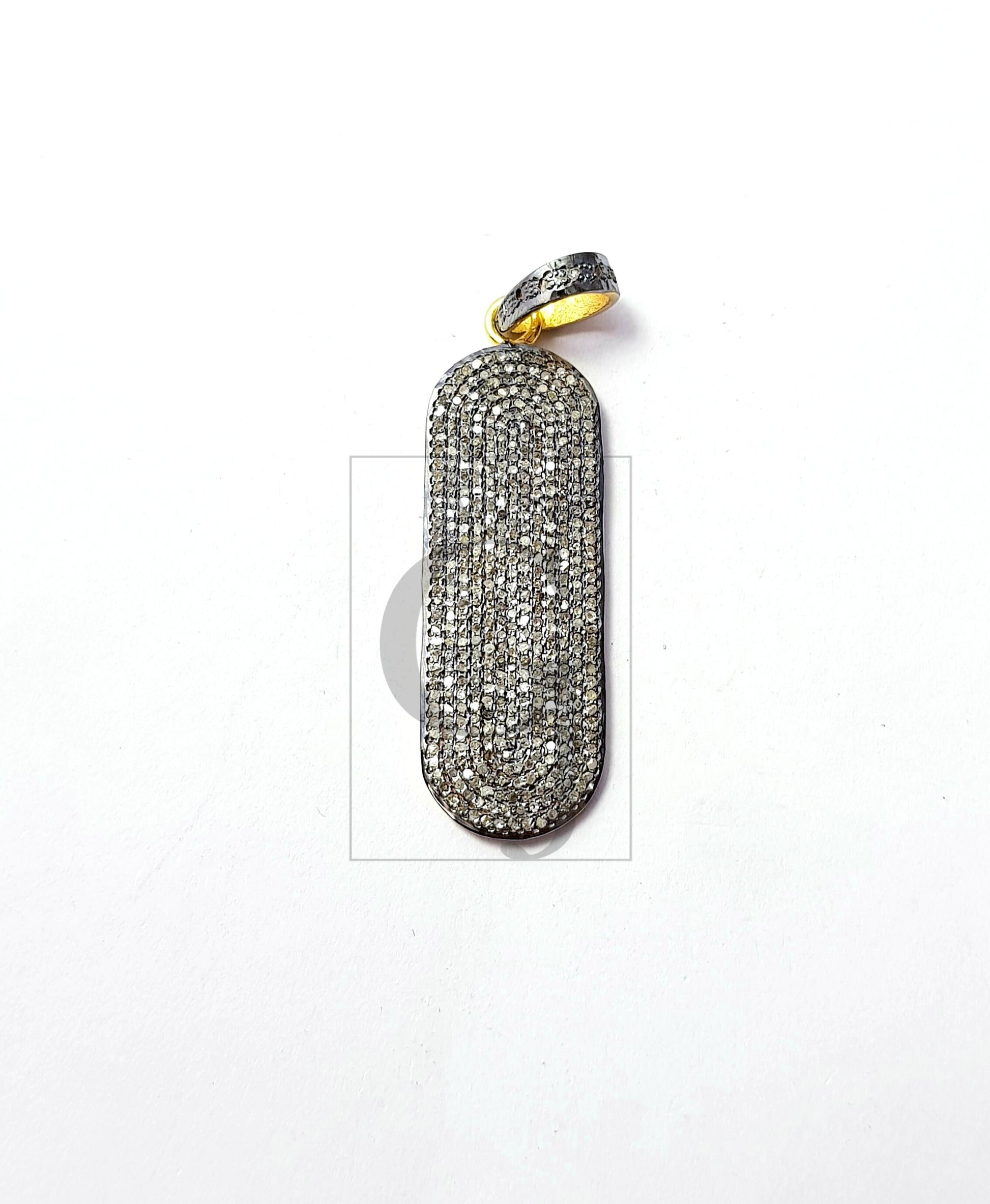 Beautiful Rosecut Pave Diamond Pendant 925 Sterling Silver Handmade Finish Diamond Pendant / Connector Jewelry