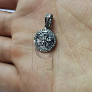 Beautiful Rosecut Pave Diamond Pendant 925 Sterling Silver Handmade Finish Diamond Pendant Jewelry