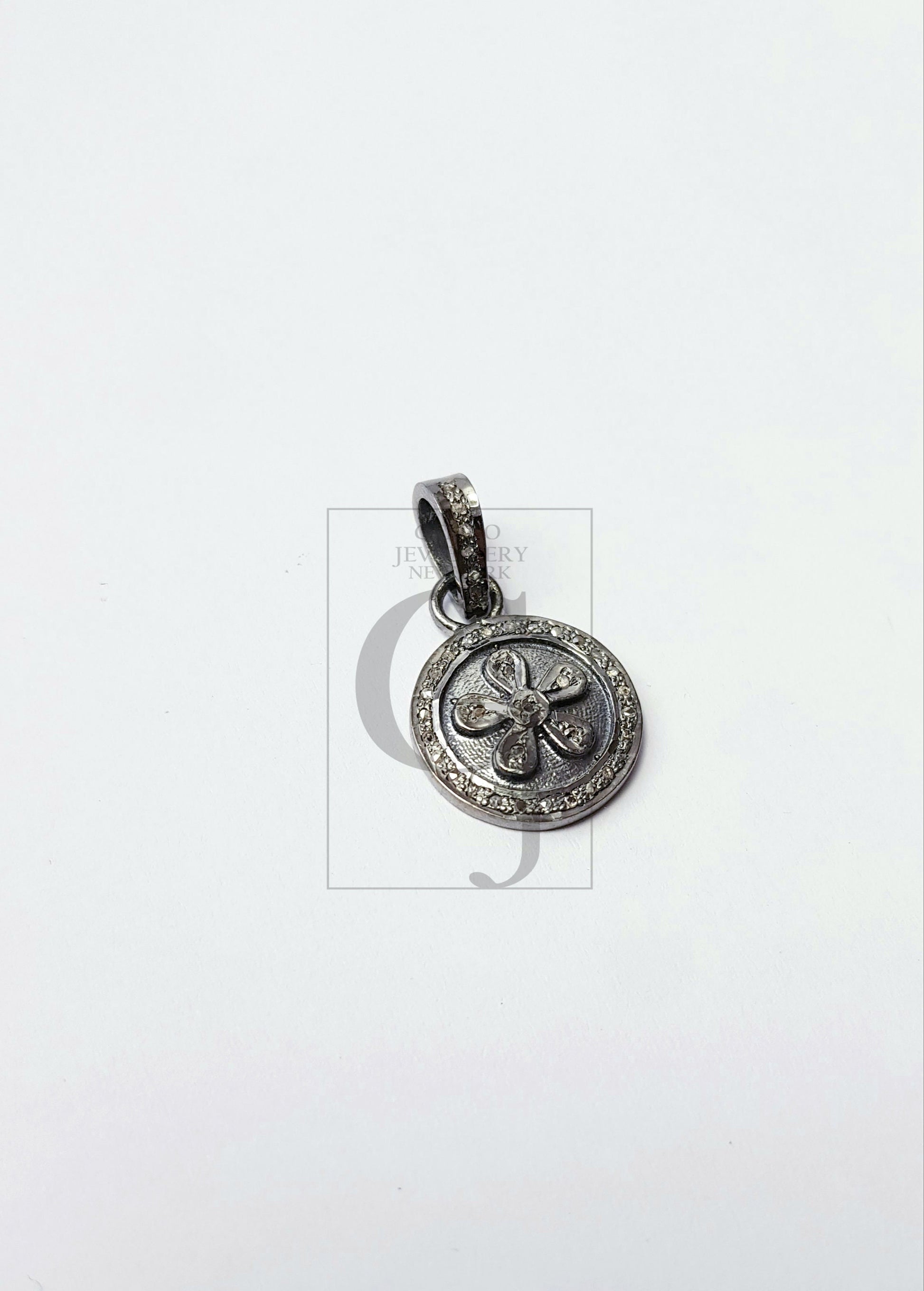 Beautiful Rosecut Pave Diamond Pendant 925 Sterling Silver Handmade Finish Diamond Pendant Jewelry