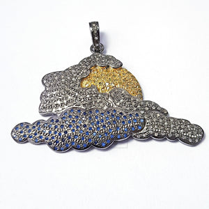 Hope from Rising Sun Pave diamond rosecut 925 sterling silver pendant handmade diamond pendant sun and cloud beautiful pave diamond pendant