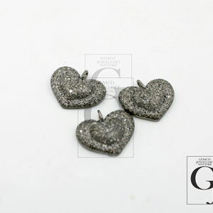 Beautiful Heart Designer Love Pendant Rosecut Pave Diamond Pendant 925 Sterling Silver Handmade Finish Diamond Jewelry Necklace Pendant