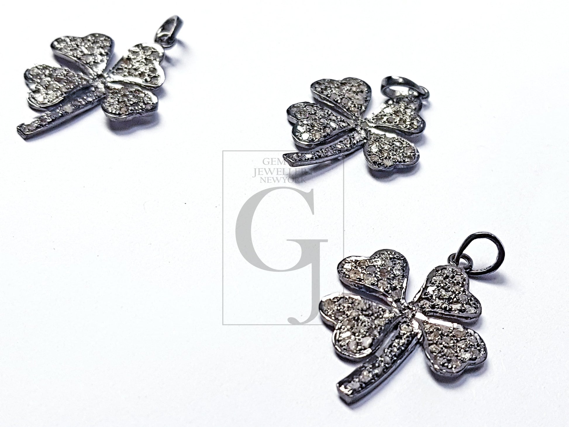 Pave diamond rosecut pendant 925 sterling silver pendant handmade diamond pendant lucky leaf design beautiful diamond pendant chaem