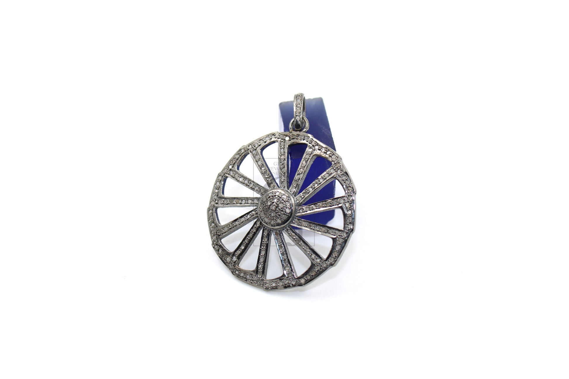 Very beautiful wheel designer Rosecut pave diamond pendant 925 sterling silver handmade finish diamond jewelry necklace pendant