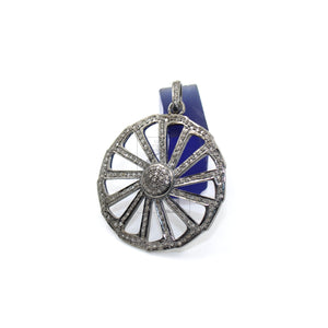 Very beautiful wheel designer Rosecut pave diamond pendant 925 sterling silver handmade finish diamond jewelry necklace pendant