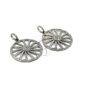 Very beautiful wheel designer Rosecut pave diamond pendant 925 sterling silver handmade finish diamond jewelry necklace pendant