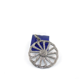 Very beautiful wheel designer Rosecut pave diamond pendant 925 sterling silver handmade finish diamond jewelry necklace pendant