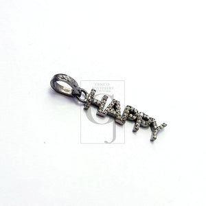 Very beautiful HAPPY word designer Rosecut pave diamond pendant 925 sterling silver handmade finish diamond jewelry pendant