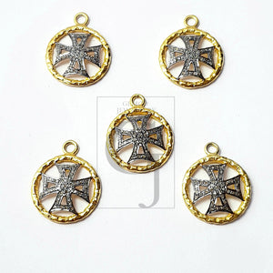 Circle design Rosecut pave diamond pendant 925 sterling silver handmade finish cross design diamond pendant jewelry