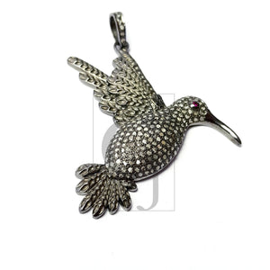 Beautiful Bird Design Rosecut Pave Diamond Pendant 925 Sterling Silver Handmade Finish Latest Design Nature Inspired Diamond Pendant Jewelry