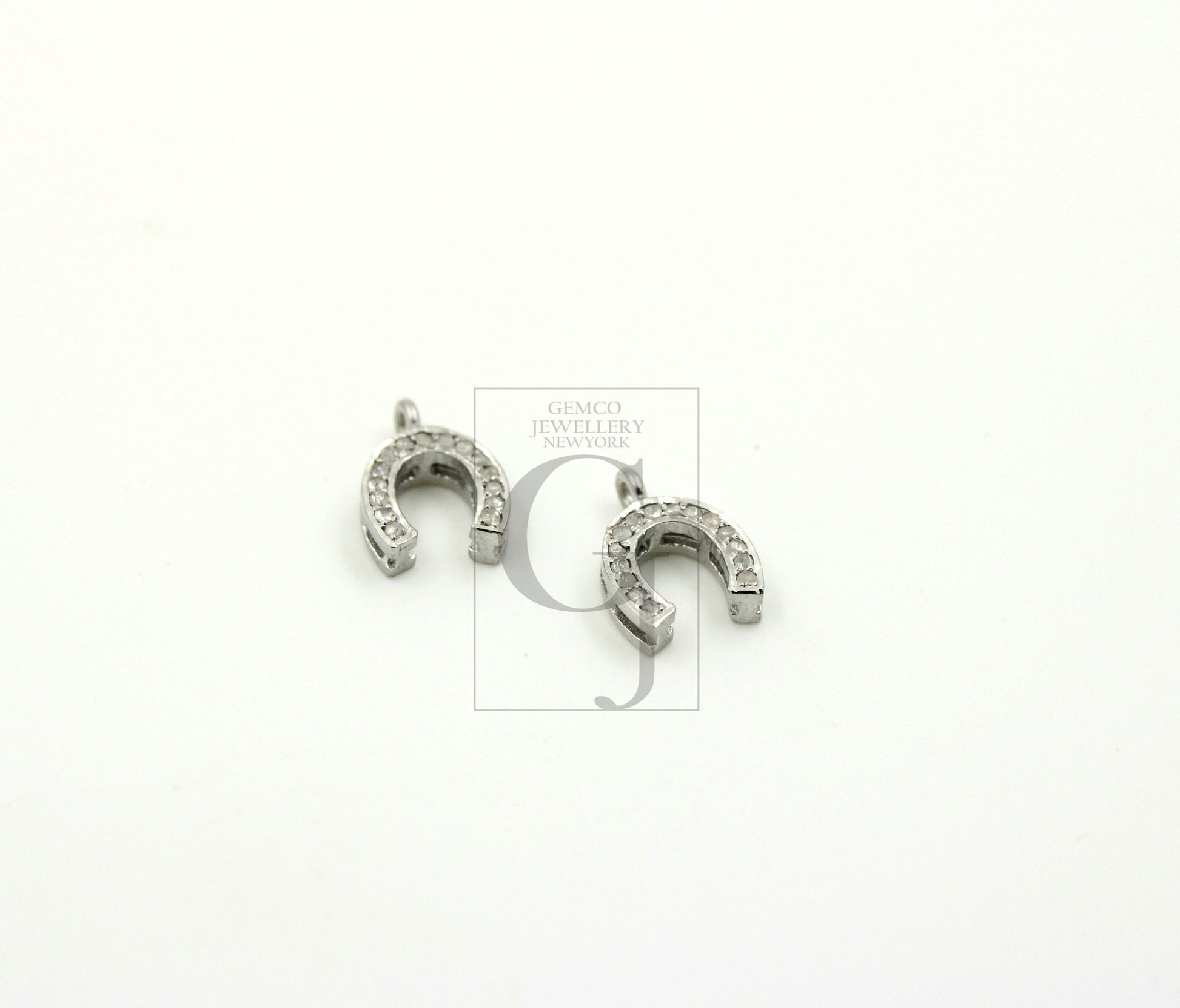 SET of 5 Beautiful Horseshoe Designer Rosecut Pave Diamond Pendant 925 Sterling Silver Handmade Finish Diamond Jewelry Pendant SET of 5
