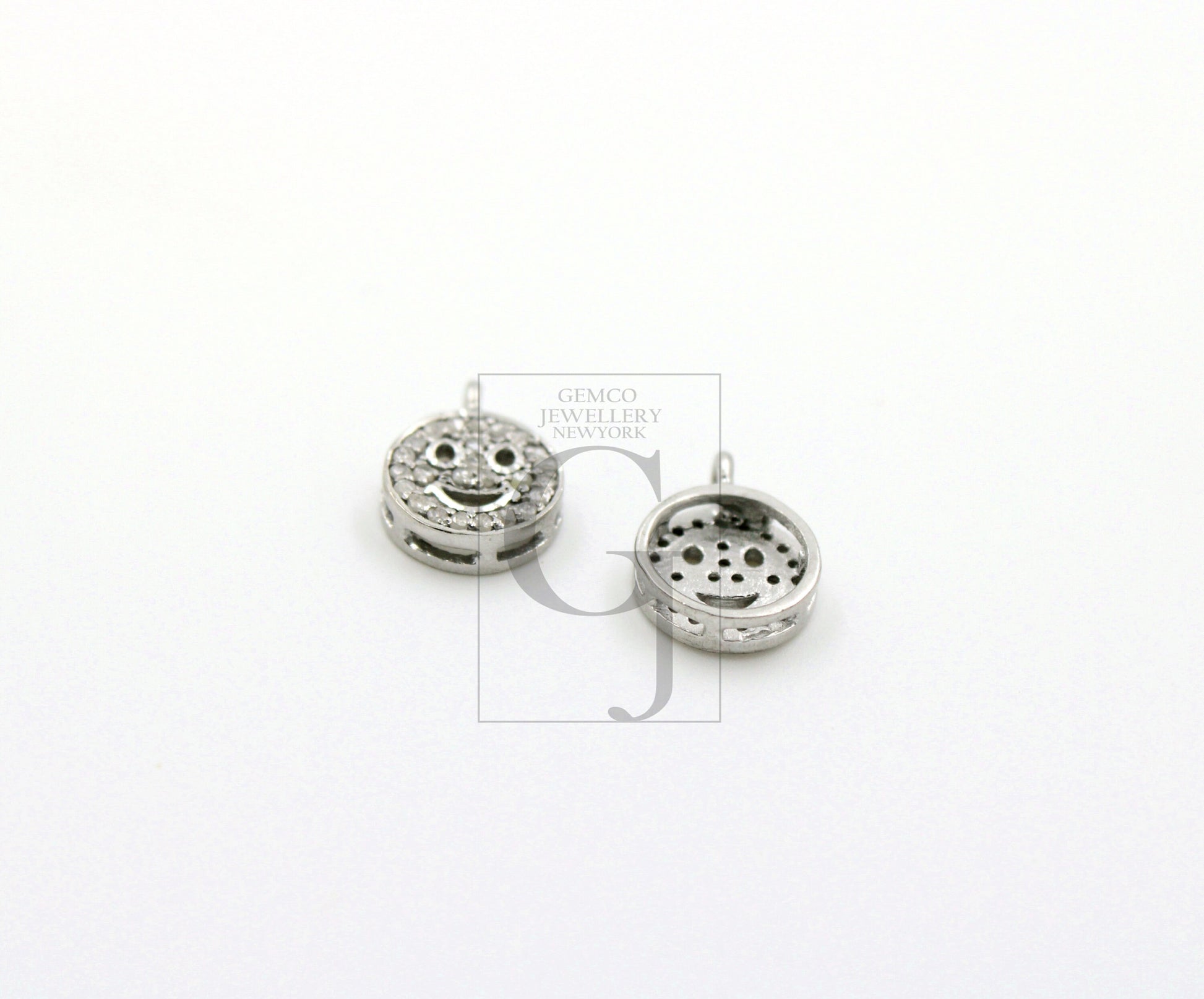 SET of 5 Fashionable smiley face designer Rosecut pave diamond pendant 925 sterling silver handmade finish diamond jewelry pendant SET of 5
