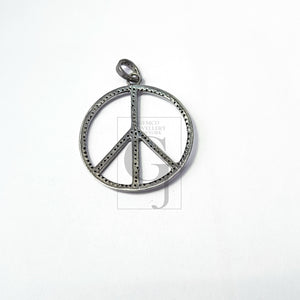 Beautiful Peace Designer Symbol Pendant Rocecut Pave Diamond Pendant 925 Sterling Silver Handmade Finish Diamond Jewelry
