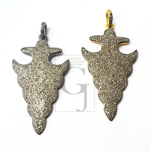 Very beautiful designer arrow head design Rocecut pave diamond pendant 925 sterling silver handmade finish diamond Hollywood style jewelry