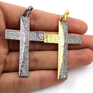 Beautiful Cross Diamond Designer Pendant Rosecut Pave Diamond Pendant 925 Sterling Silver Handmade Finish Diamond Jewelry Necklace Pendant