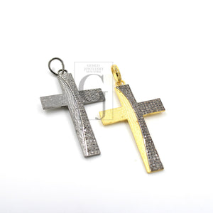 Beautiful Cross Diamond Designer Pendant Rosecut Pave Diamond Pendant 925 Sterling Silver Handmade Finish Diamond Jewelry Necklace Pendant