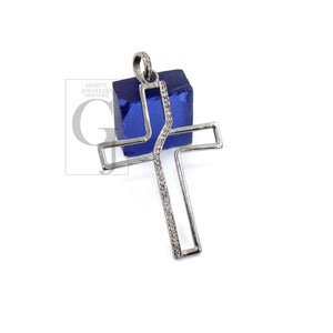 Fashionable Cross Designer Diamond Pendant Rosecut Pave Diamond Pendant 925 Sterling Silver Handmade Finish Diamond Jewelry Necklace Pendant
