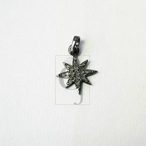 Beautiful Starburst Designer Rosecut Pave Diamond Pendant 925 Sterling Silver Handmade Finish Diamond Charms Pendant