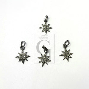 Beautiful Starburst Designer Rosecut Pave Diamond Pendant 925 Sterling Silver Handmade Finish Diamond Charms Pendant