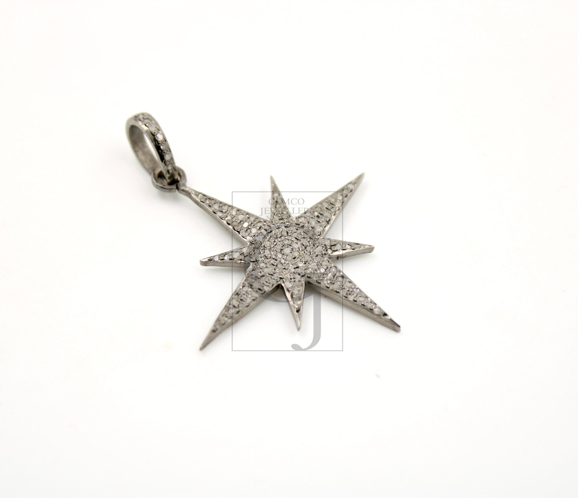 Very beautiful starburst designer Rosecut pave diamond pendant 925 sterling silver handmade finish diamond jewelry necklace pendant
