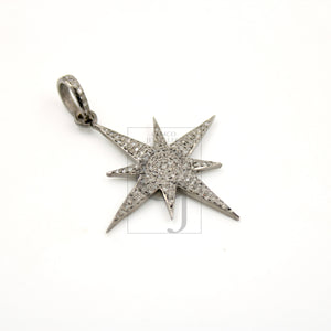 Very beautiful starburst designer Rosecut pave diamond pendant 925 sterling silver handmade finish diamond jewelry necklace pendant