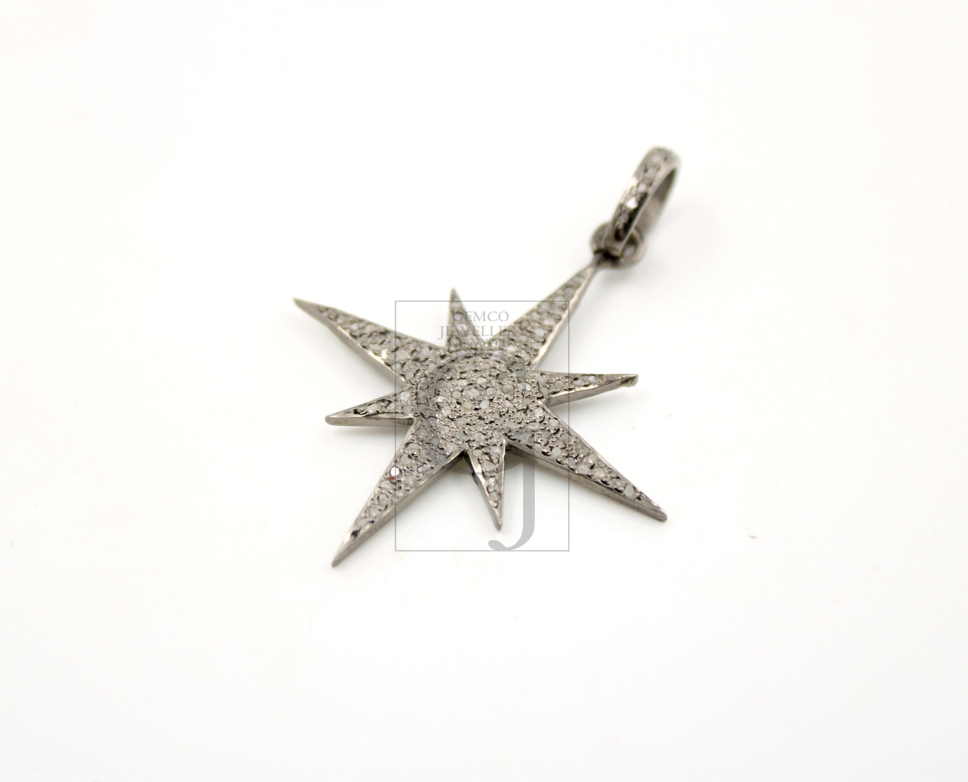 Very beautiful starburst designer Rosecut pave diamond pendant 925 sterling silver handmade finish diamond jewelry necklace pendant
