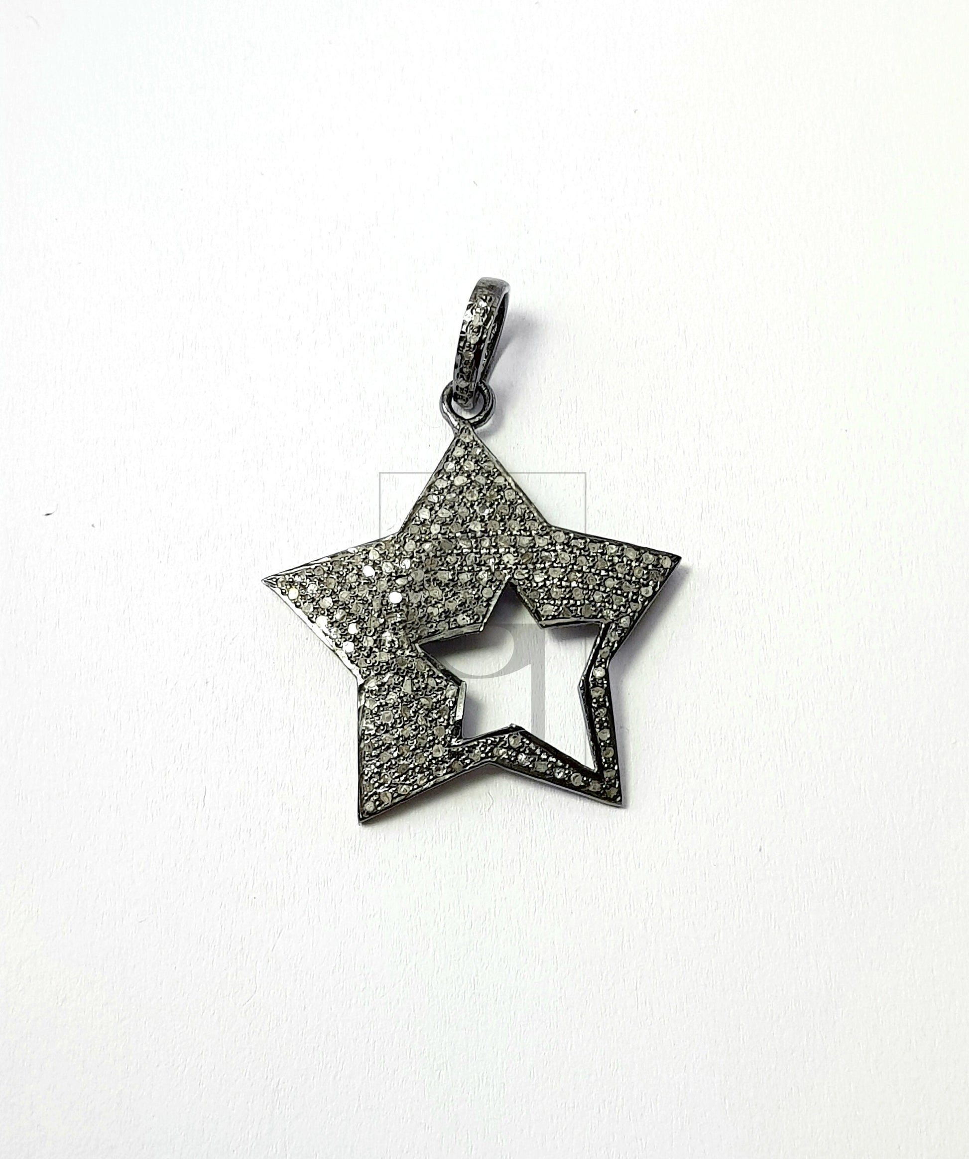 Very Beautiful Star Designer Pendant Rosecut Pave Diamond Pendant 925 Sterling Silver Handmade Finish Diamond Jewelry Pendant