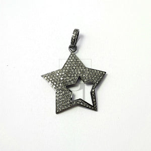 Very Beautiful Star Designer Pendant Rosecut Pave Diamond Pendant 925 Sterling Silver Handmade Finish Diamond Jewelry Pendant