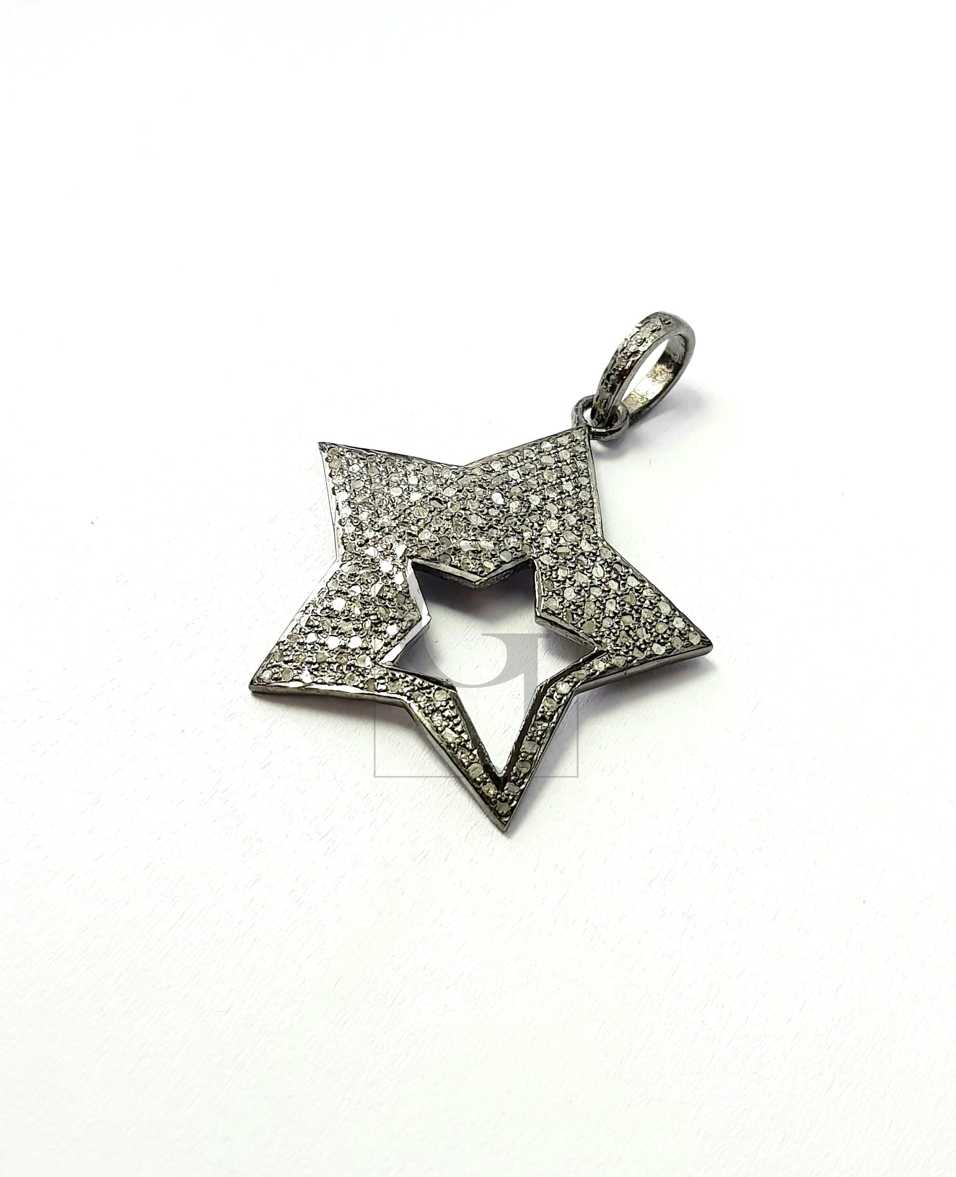 Very Beautiful Star Designer Pendant Rosecut Pave Diamond Pendant 925 Sterling Silver Handmade Finish Diamond Jewelry Pendant