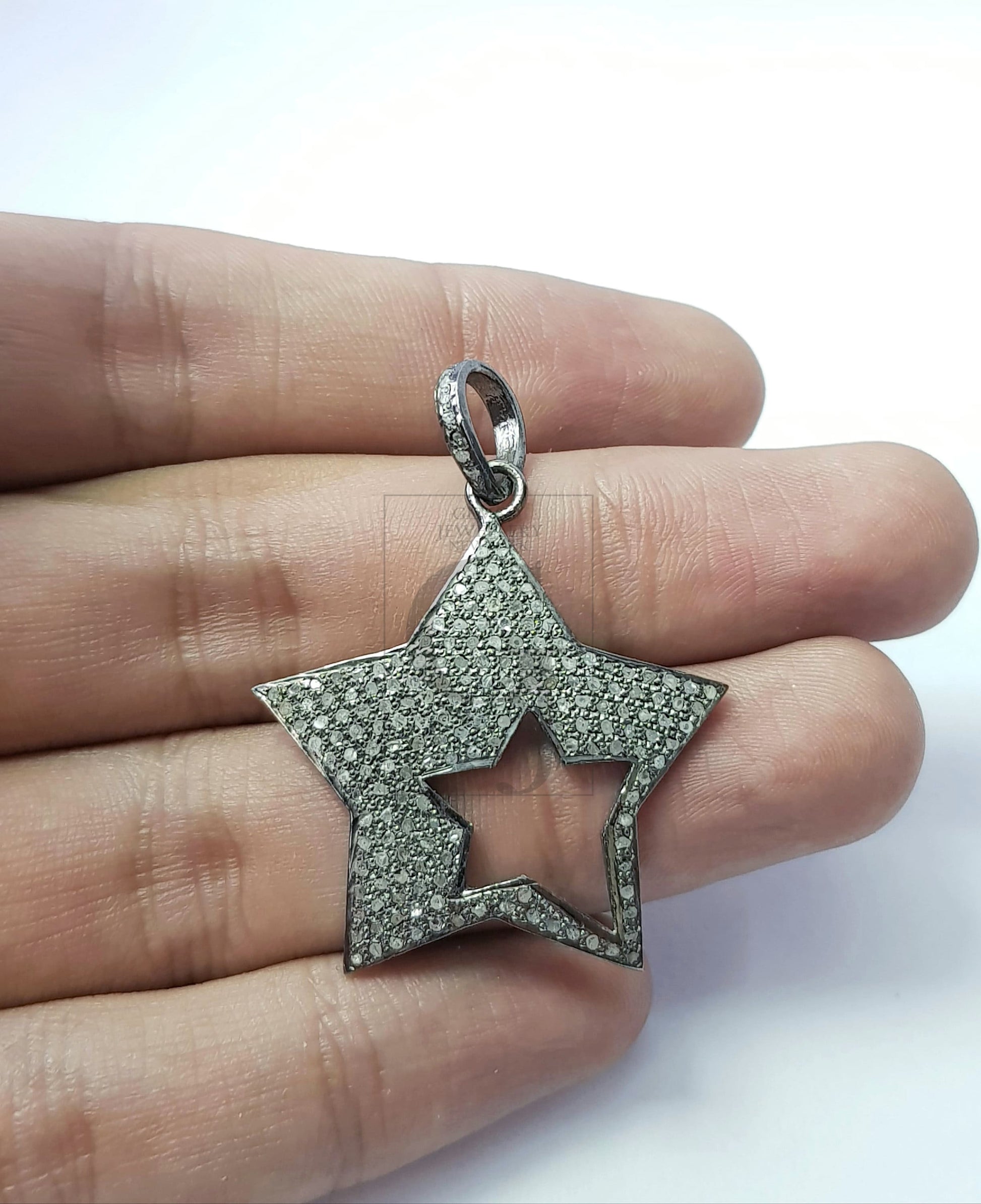 Very Beautiful Star Designer Pendant Rosecut Pave Diamond Pendant 925 Sterling Silver Handmade Finish Diamond Jewelry Pendant