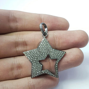 Very Beautiful Star Designer Pendant Rosecut Pave Diamond Pendant 925 Sterling Silver Handmade Finish Diamond Jewelry Pendant