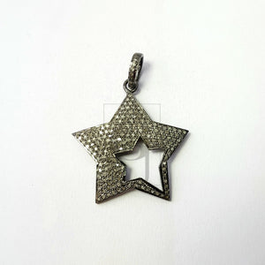 Very Beautiful Star Designer Pendant Rosecut Pave Diamond Pendant 925 Sterling Silver Handmade Finish Diamond Jewelry Pendant