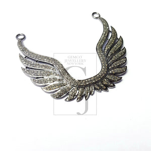 Very beautiful designer Rosecut pave diamond wings pendant 925 sterling silver handmade finish wings style diamond pendant jewelry