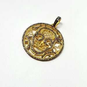 Skull designer Rosecut pave diamond pendant 925 sterling silver handmade finish diamond jewelry pendant